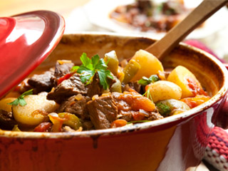 Stewed beef meat, goulash style